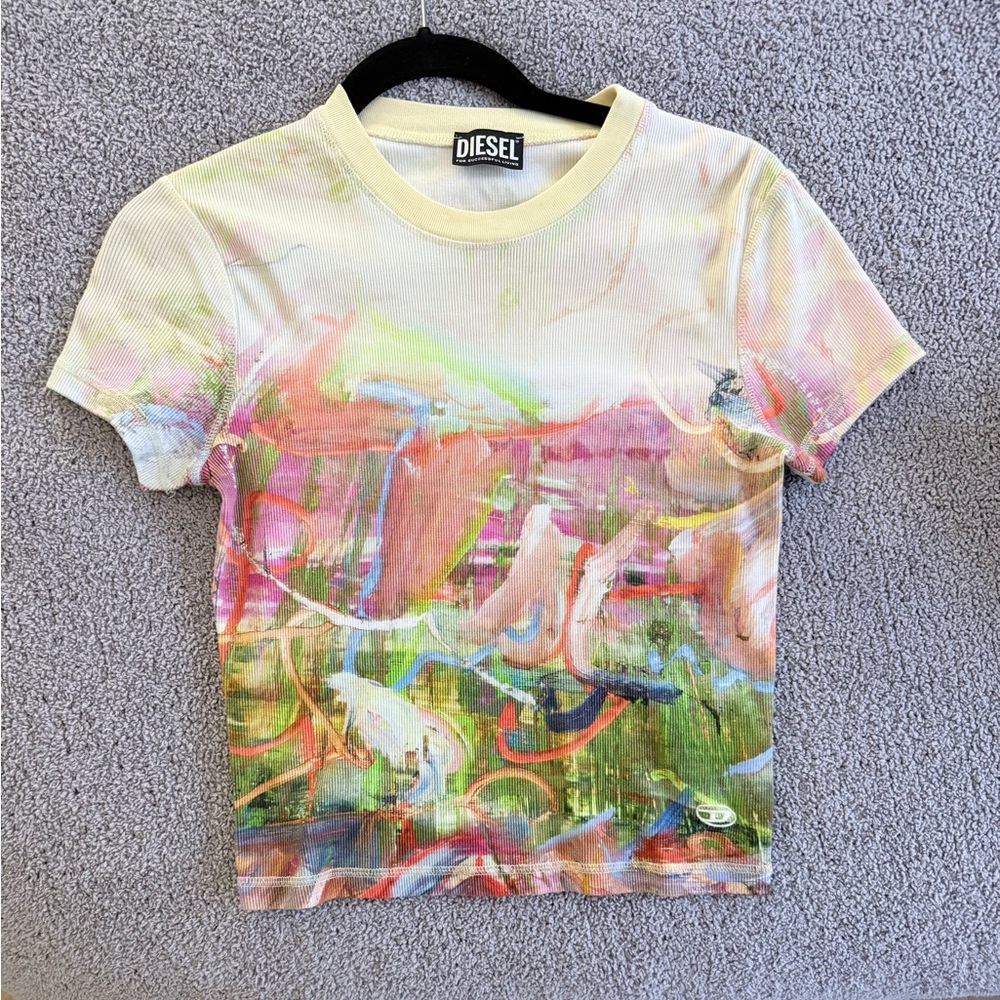 Diesel Yellow Print Graphic T-Shirt